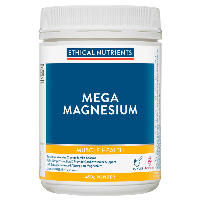 Ethical Nutrients Mega Magnesium Powder Raspberry 450g
