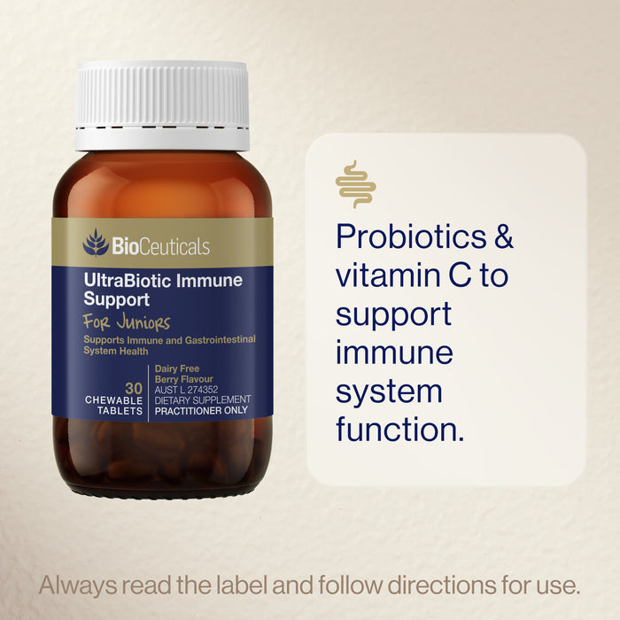 Bioceuticals Ultrabiotic Immune Support For Juniors 30 Chewable Tablets