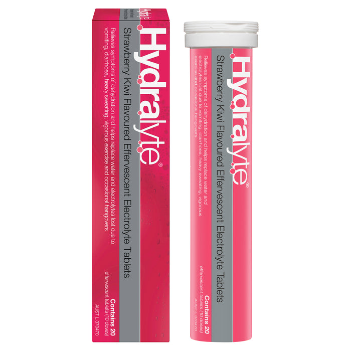 Hydralyte Effervescent Tablets Strawberry Kiwi 20