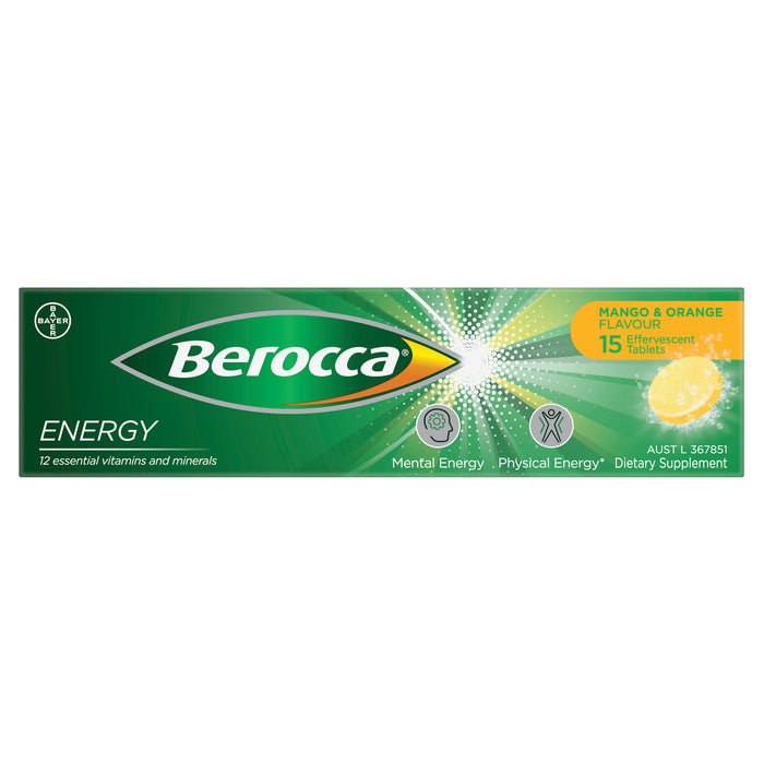 Berocca Energy Mango And Orange Effervescent Tablets 15