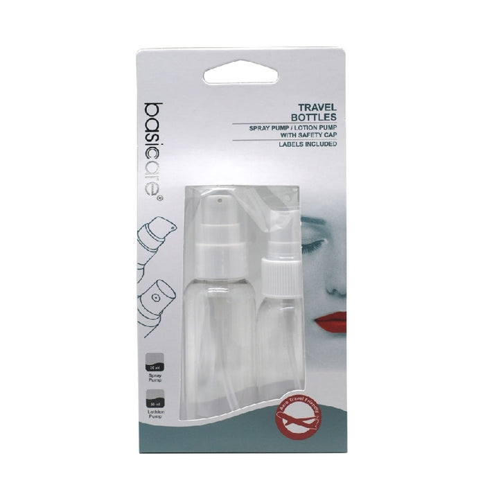 Basic Care Travel Bottles 2 Piece 50ml Pump & 30ml Spray