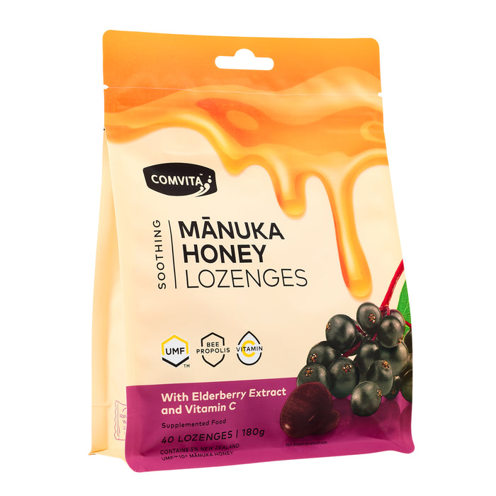 Comvita Soothing Manuka honey Lozenges - Elderberry Propolis 40pk