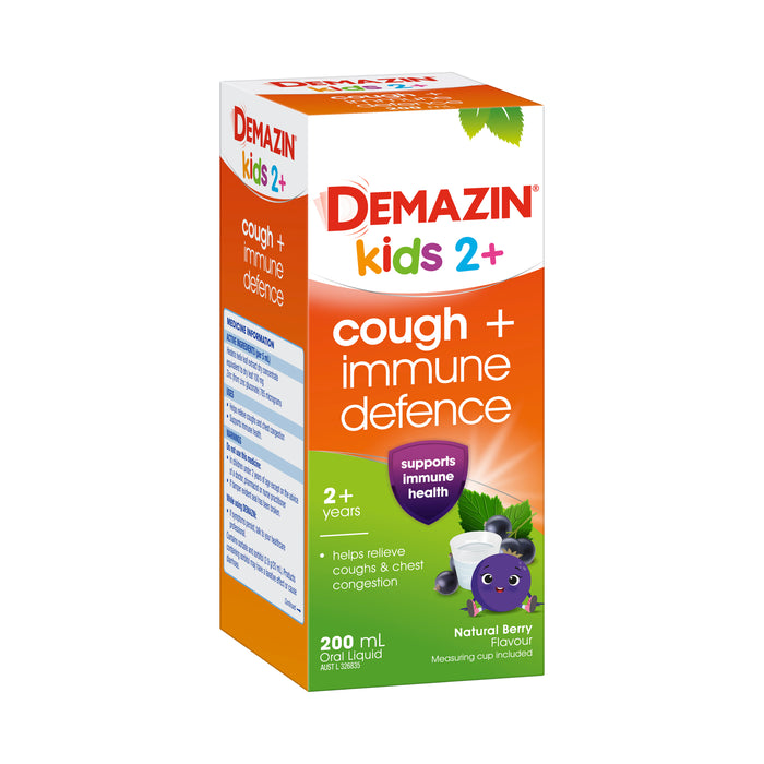 Demazin Immune Kids 2+ Cough + Immune Defence 200ml.