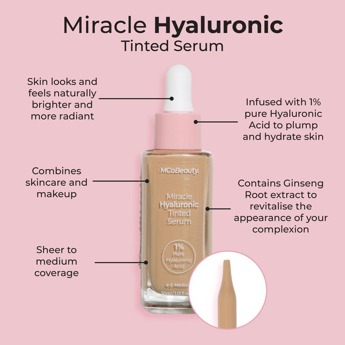 MCo Beauty Miracle Hyaluronic Tinted Serum 4-5 Medium.