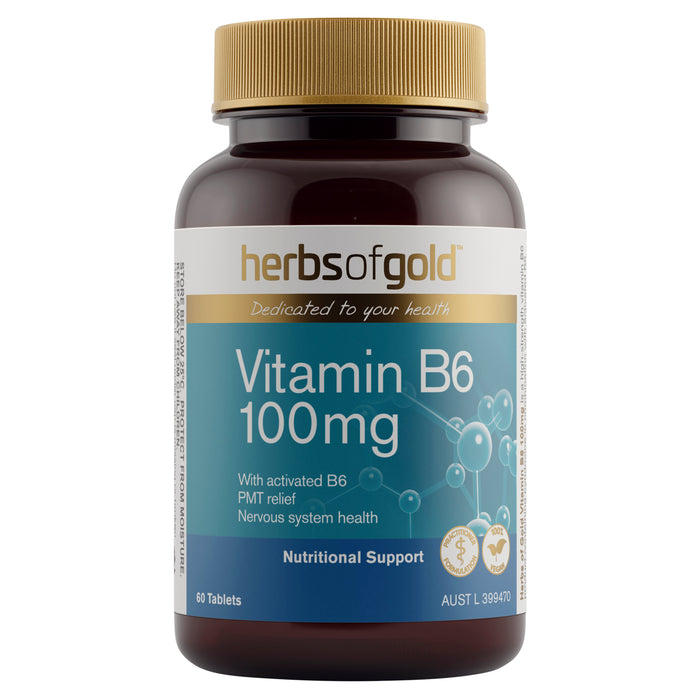 Herbs Of Gold Vitamin B6 100mg 60 Tablets