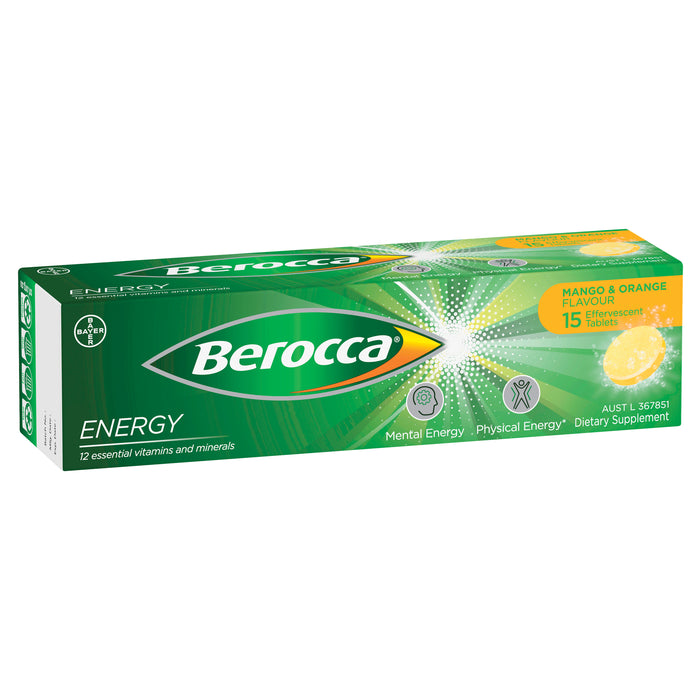 Berocca Energy Mango And Orange Effervescent Tablets 15