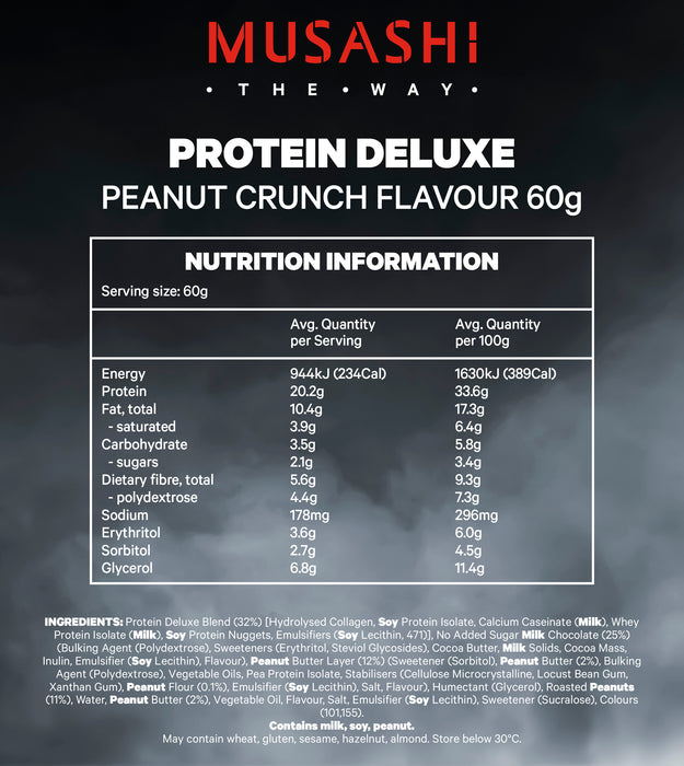 Musashi Deluxe Protein Bar Peanut 60g.