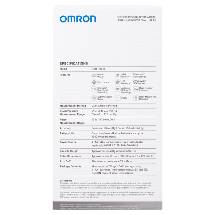 Omron Hem7361T Advanced Blood Pressure Monitor+AFIB