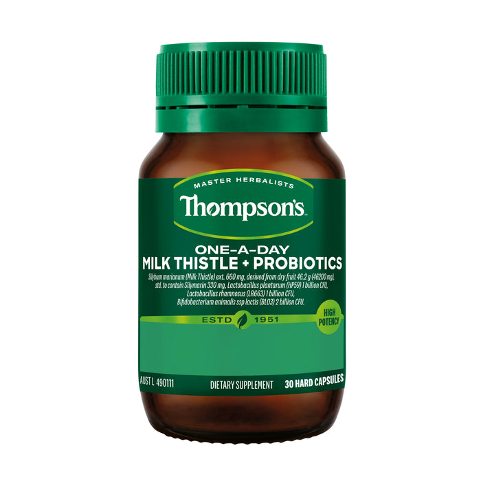 Thompsons One-A-Day Milk Thistle + Probiotics 30 Capsules