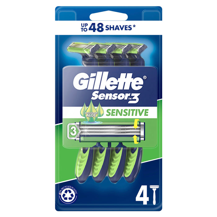 Gillette Sensor3 Sensitive Disposable Razor 4pk.