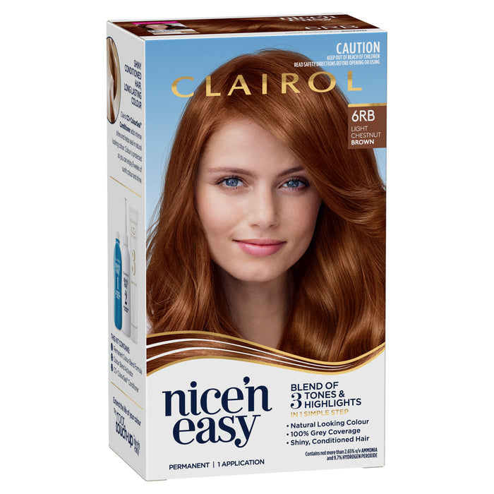 Clairol Nice N Easy 6RB Light Chestnut Brown.