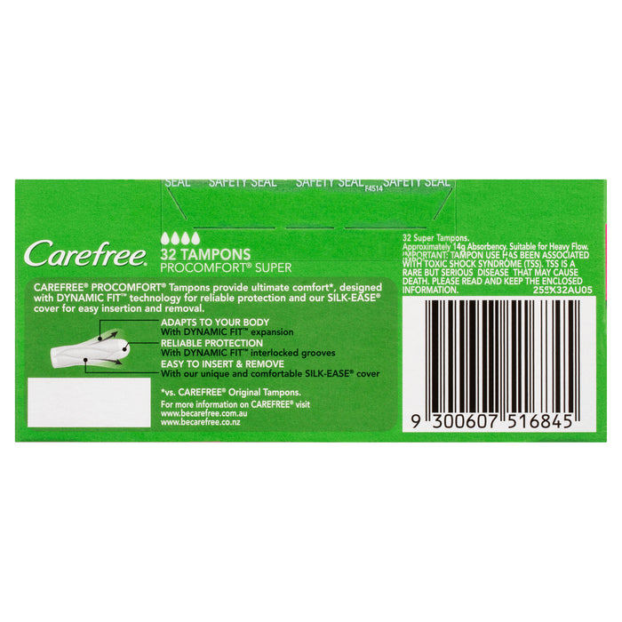 Carefree Tampons ProComfort Dynamic Fit Super 32