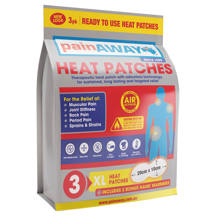 Pain Away Heat Patches XL 3 Pack.