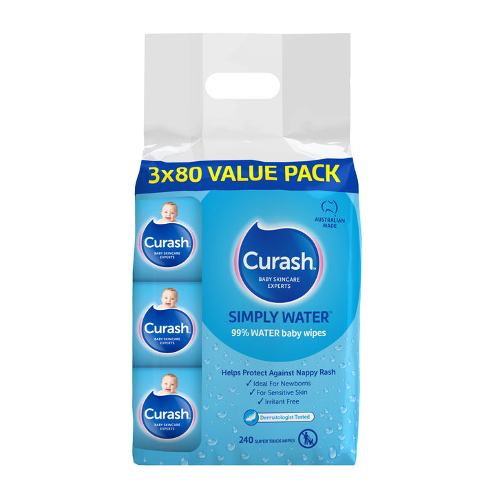 Curash Babycare Wipes Water 3x80