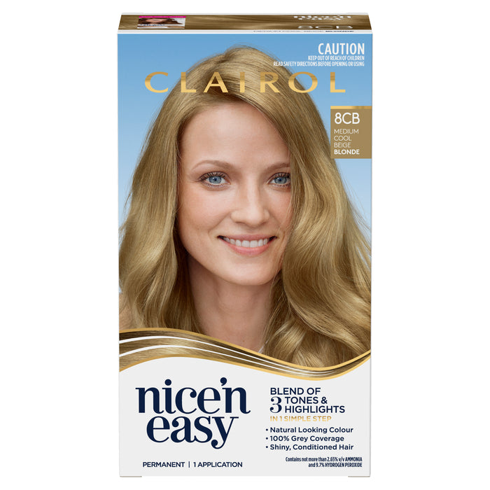 Clairol Nice N Easy 8CB Natural Medium Champagne Blonde.