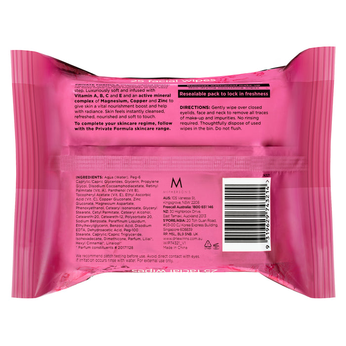 Dr LeWinn's Micellar Cleansing Wipes 25 Wipes.