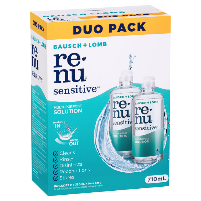 ReNu Sensitive Multi-Purpose Solution Duo Pack 2x 355mL + Lens case.
