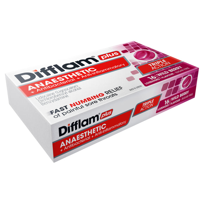 Difflam Plus Sore Throat Lozenge Plus Anaesthetic Berry 16