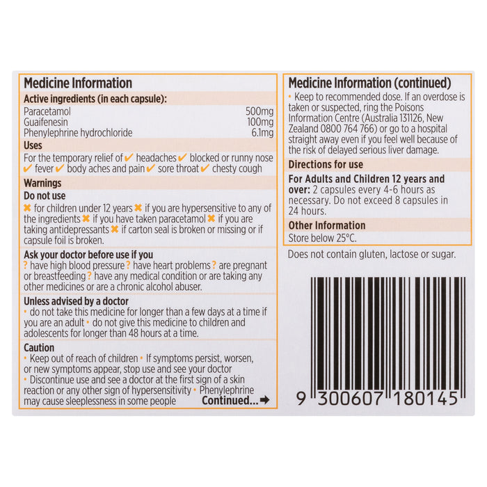 Codral Cold & Flu Mucus Cough 12 Capsules