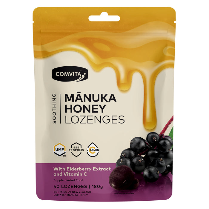 Comvita Soothing Manuka honey Lozenges - Elderberry Propolis 40pk