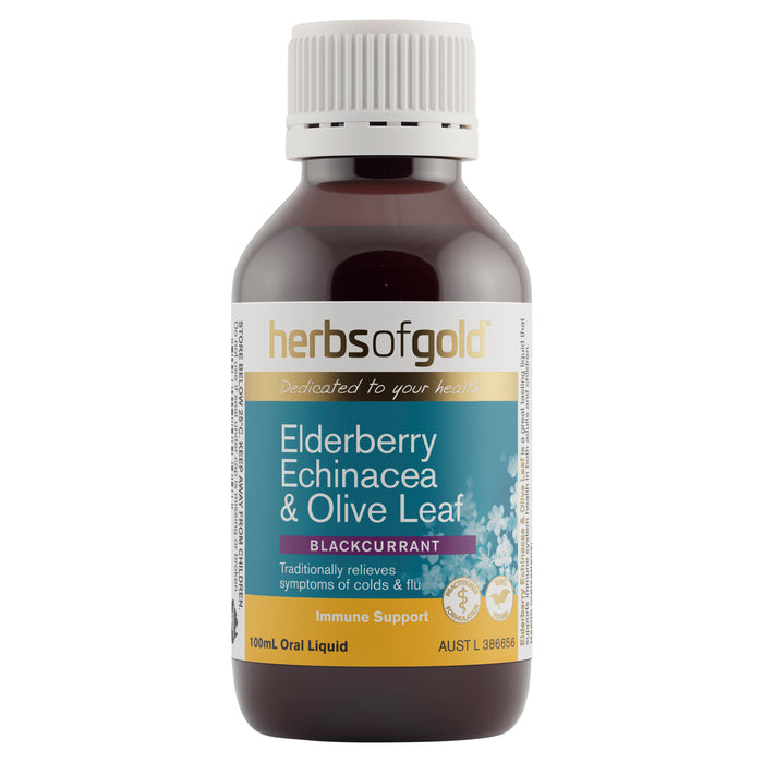 Herbs Of Gold Elderberry Echinacea & Olive Leaf 100ml.