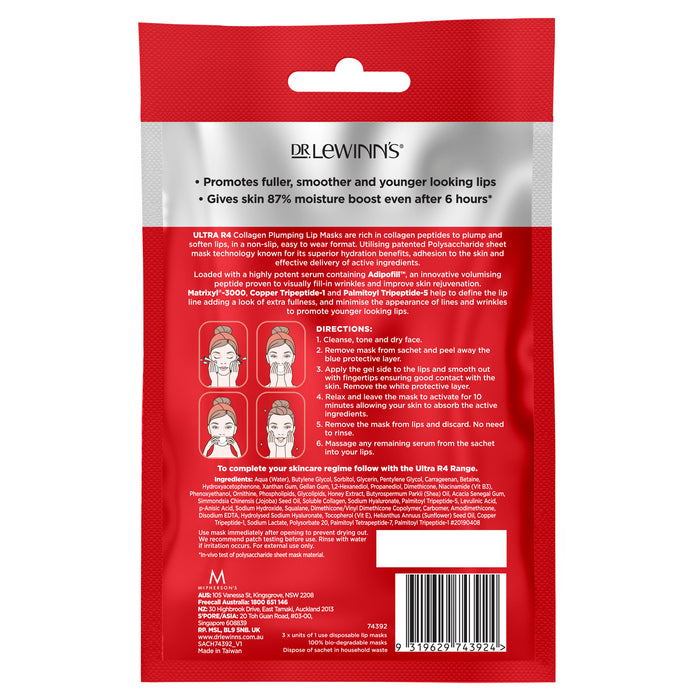 Dr LeWinn's Ultra R4 Collagen Plumping Lip Mask 3 Single Use