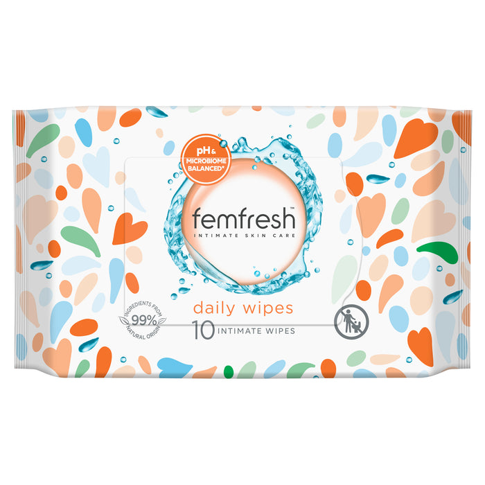 Femfresh Pocket Wipes 10 Pack.