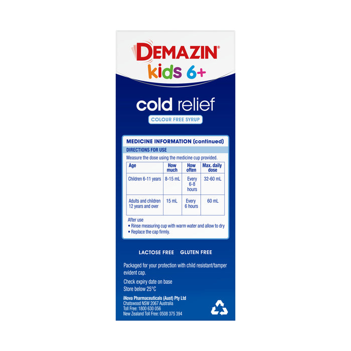 Demazin Cold Reflief Colour Free Syrup 100ml