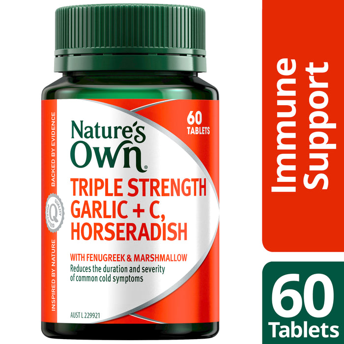 Nature's Own Triple Strength Garlic, C, Horseradish 60 Tablets.