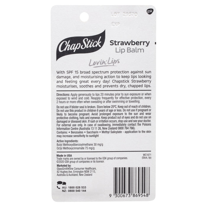 Chapstick Lip Balm Strawberry 4.2g.