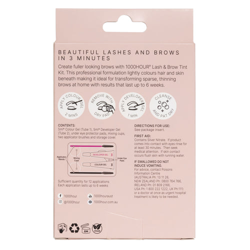 1000 Hour Plant Based Eyelash and Brow Dye Kit Brush-In Gel Dark Brown