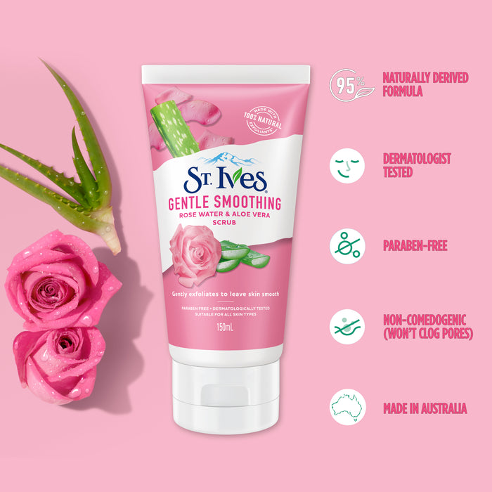 St. Ives Gentle Smoothing Face Scrub 150ml - Rose Water and Aloe Vera
