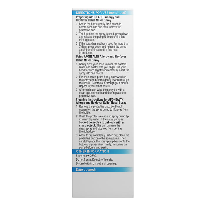 APO Allergy & Hayfever Relief Nasal Spray 17ml.