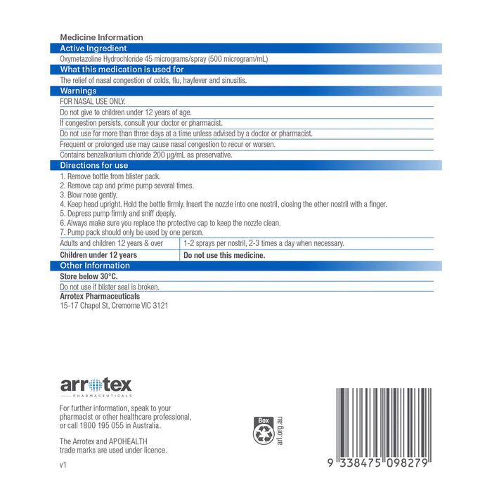 APO Decongestant Nasal Spray 20ml.