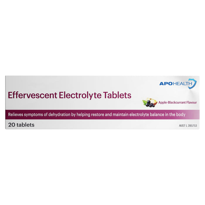 APO Electrolyte Effervescent Apple Blackcurrant 20 Tablets