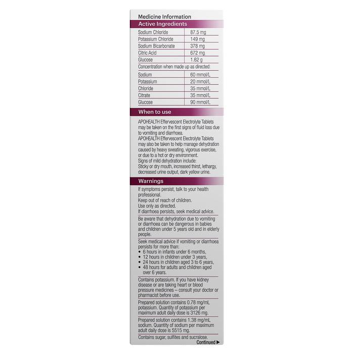 APO Electrolyte Effervescent Apple Blackcurrant 20 Tablets