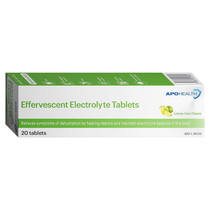 APO Electrolyte Effervescent Lemon Lime 20 Tablets