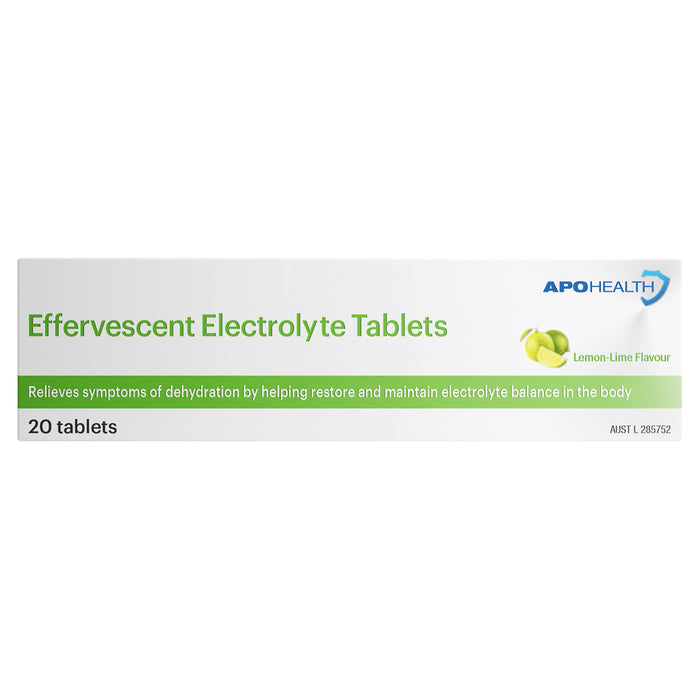 APO Electrolyte Effervescent Lemon Lime 20 Tablets