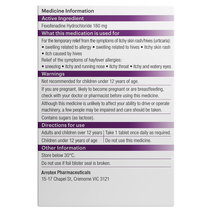 APO Fexofenadine 180mg 70 Tablets.