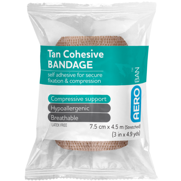 Aero Cohesive Bandage Tan 7.5cm x 4.5m