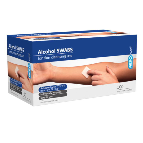Aero Mini Alcohol Swabs 30 x 30mm Box 100