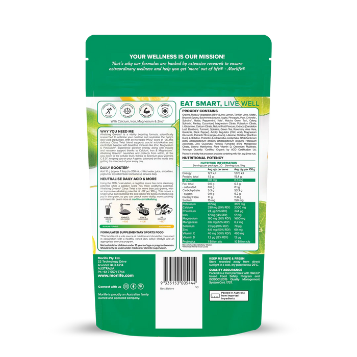 Morlife Alkalising Greens Citrus Twist 200g