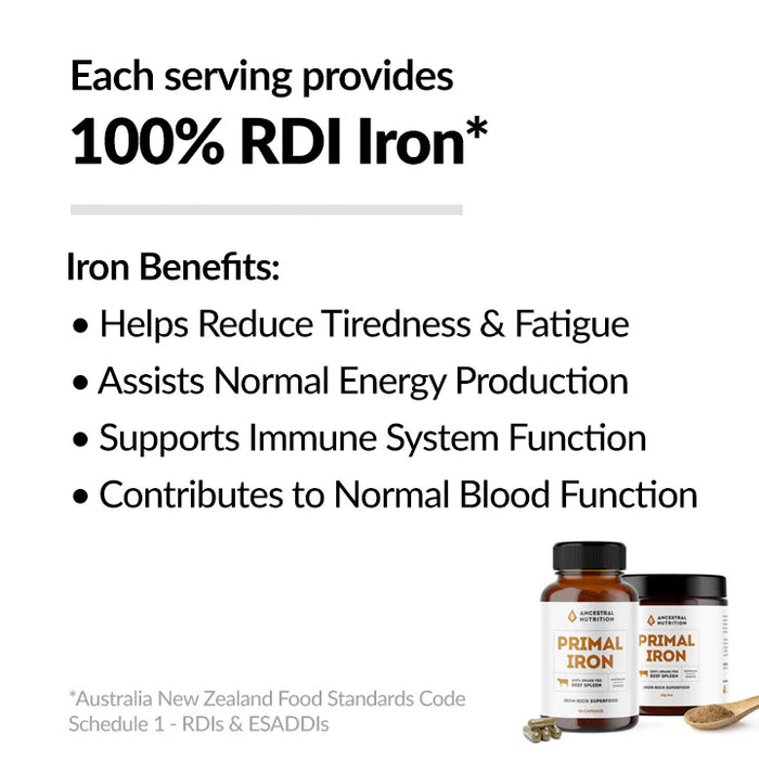 Ancestral Nutrition Primal Iron 100% Beef Spleen 90 Capsules
