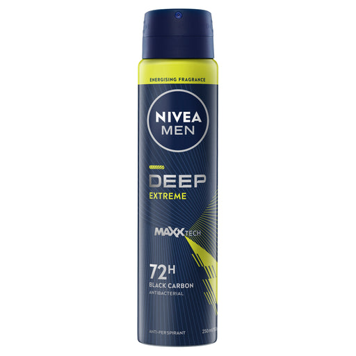 Nivea Men Deodorant Deep Extreme 72 Hour Aerosol 250ml.