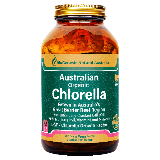 BioGenesis Australian Organic Chlorella Powder Berry 200g.