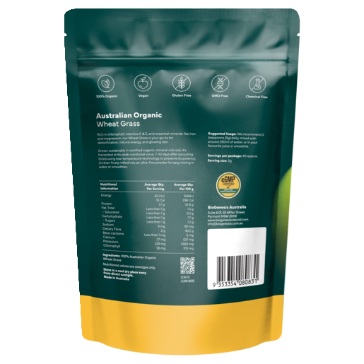 BioGenesis Australian Organic Wheat Grass Powder 150g