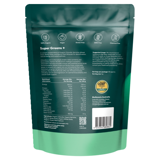 BioGenesis Australian Organic Super Greens Plus Powder 450g