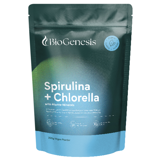 BioGenesis Organic Spirulina + Chlorella + Marine Minerals Powder 200g