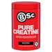 Red tub of BSc Pure Creatine powder, 500g, 166 serves, HASTA tested for purity and banned substances.