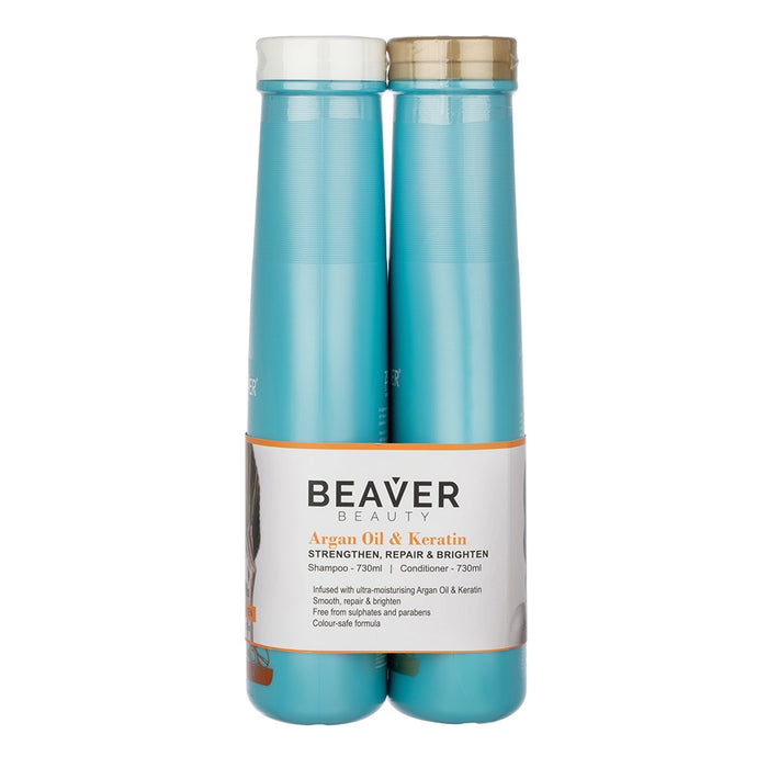 Beaver Argan Oil & Keratin Shampoo & Conditioner 730ml Twin Pack